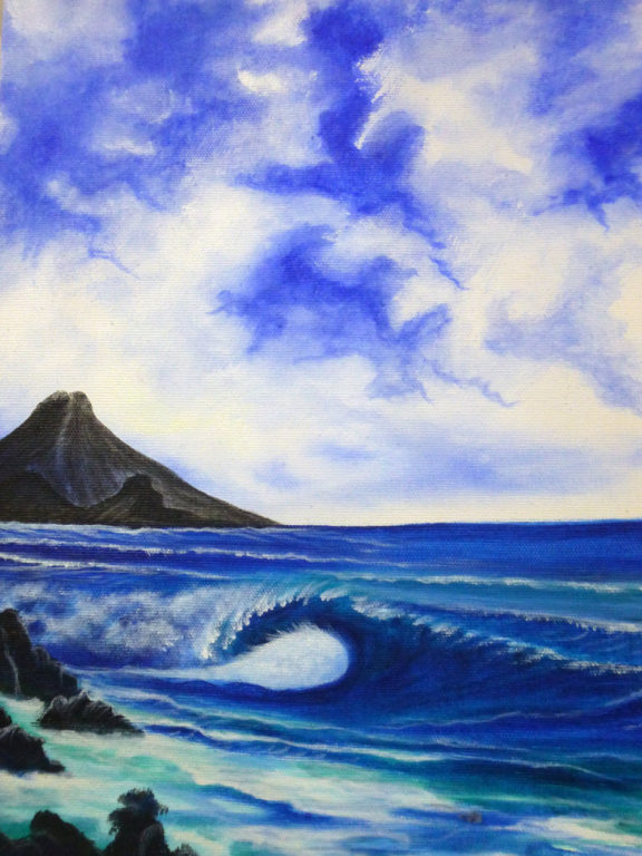 Mountain and waves