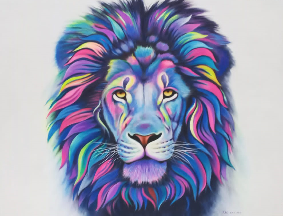 Lion with manes of various colors