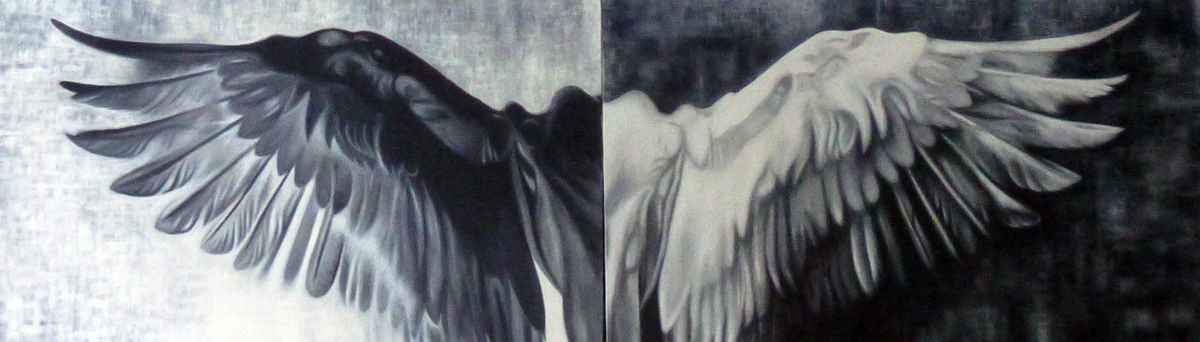 Black and white angel wings